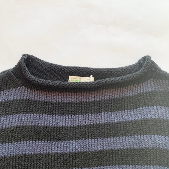J . Crew Crewcuts Boys Long Sleeve Striped Sweater Navy Blue Sz 6/7 - Picture 6 of 6